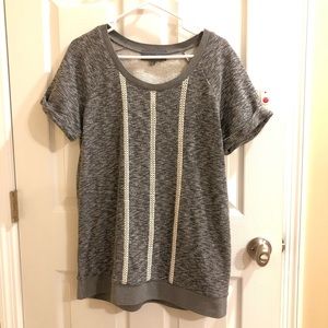 Sunday In Brooklyn Gray Peppered Lace Crochet Top